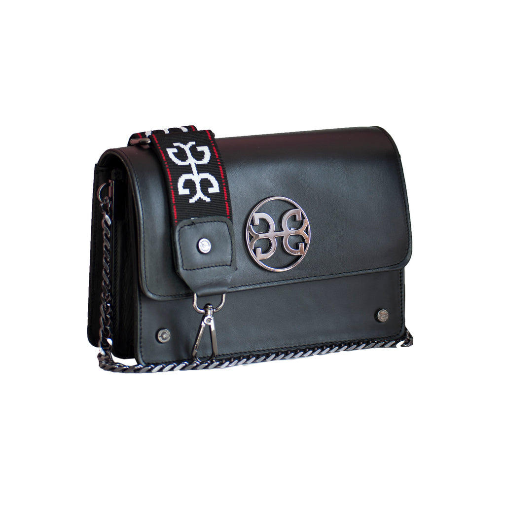 Δερμάτινη τσάντα ώμου lizzy -μαύρο - Bonendis